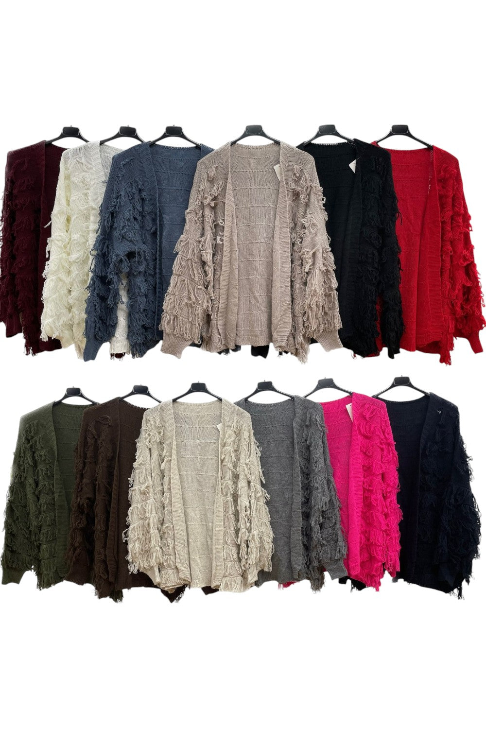 Italian Fringe Layer Open Front Knitted Short Cardigan