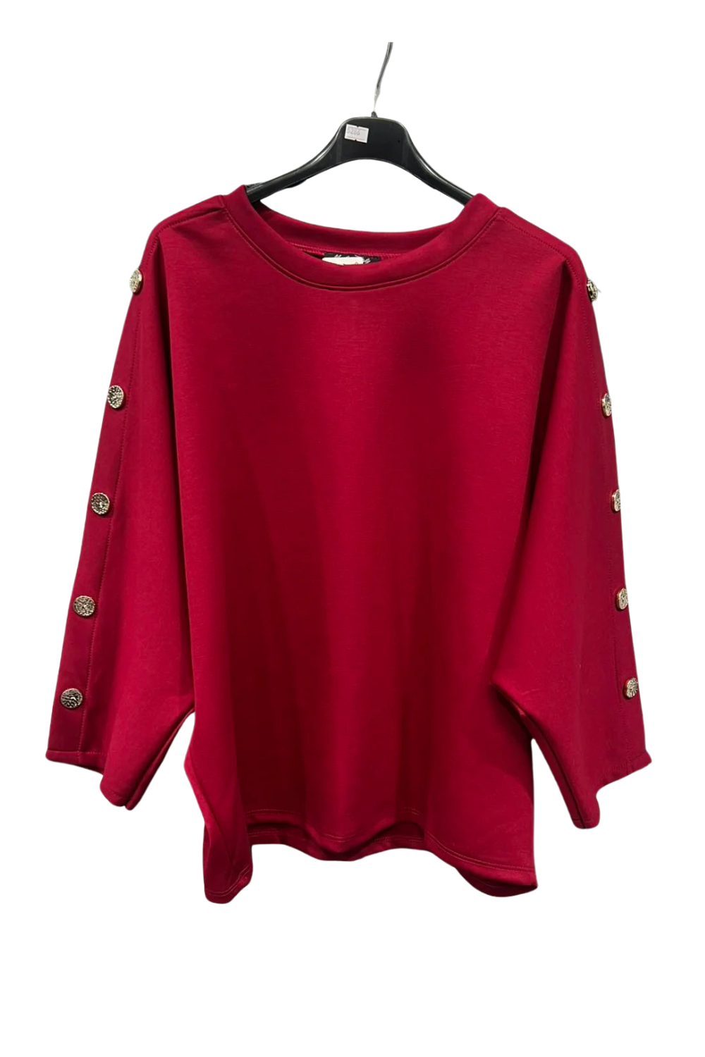 Italian Batwing Top with Side Gold Button Sleeve Detail Top