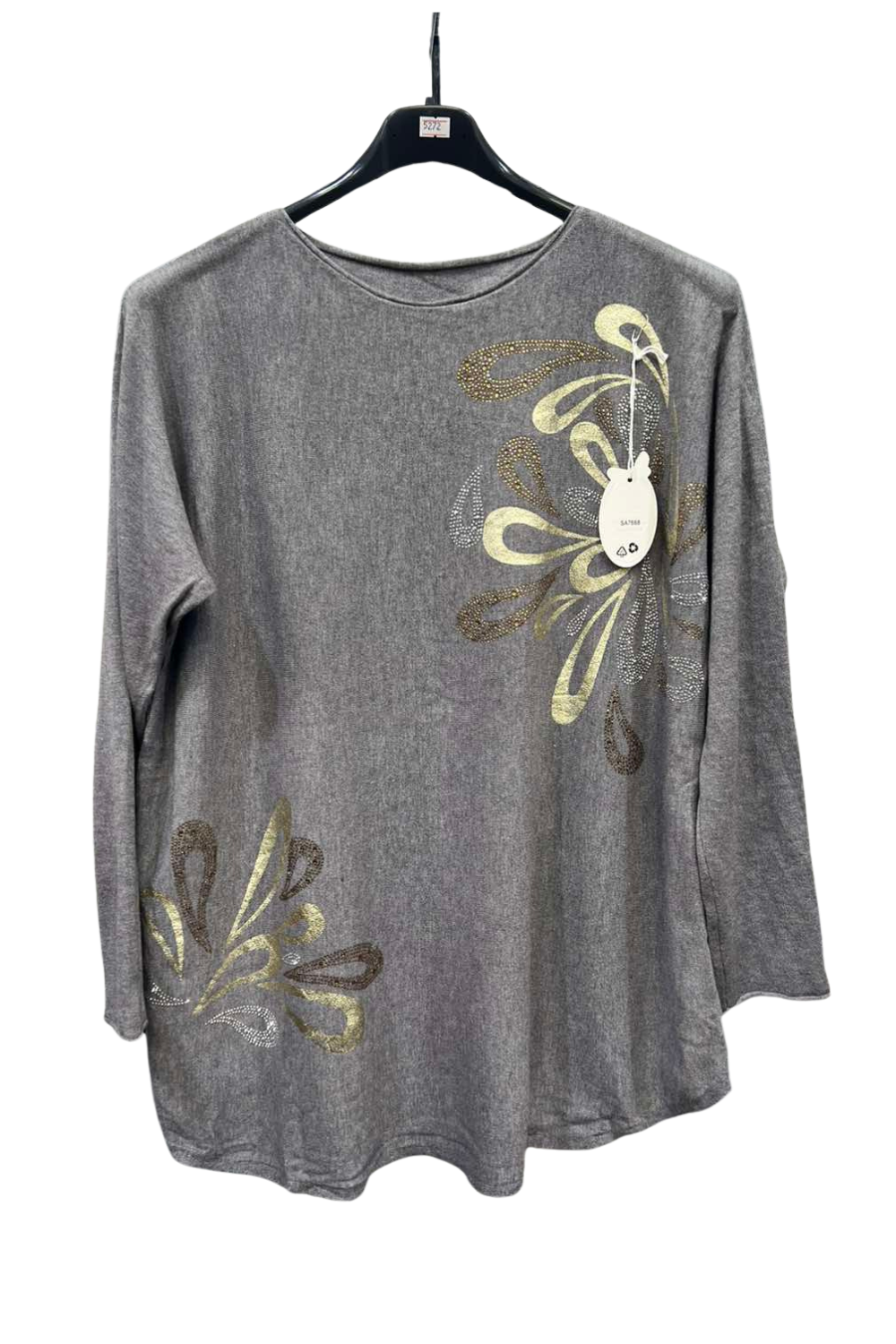 Italian Ladies Scoop Hem Jumper With Diamante Detail Top