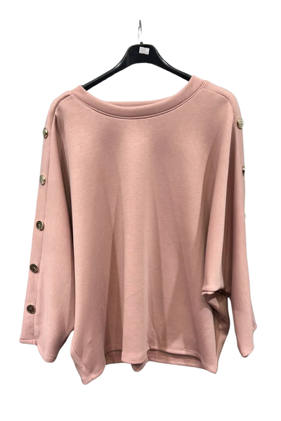 Italian Batwing Top with Side Gold Button Sleeve Detail Top