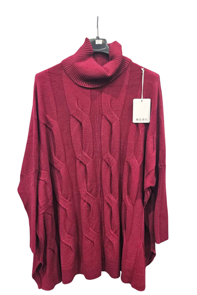 Italian Ladies Cowl Neck Cable Knit Jumper Top – One Size UK 10-20 | Winter Knitwear