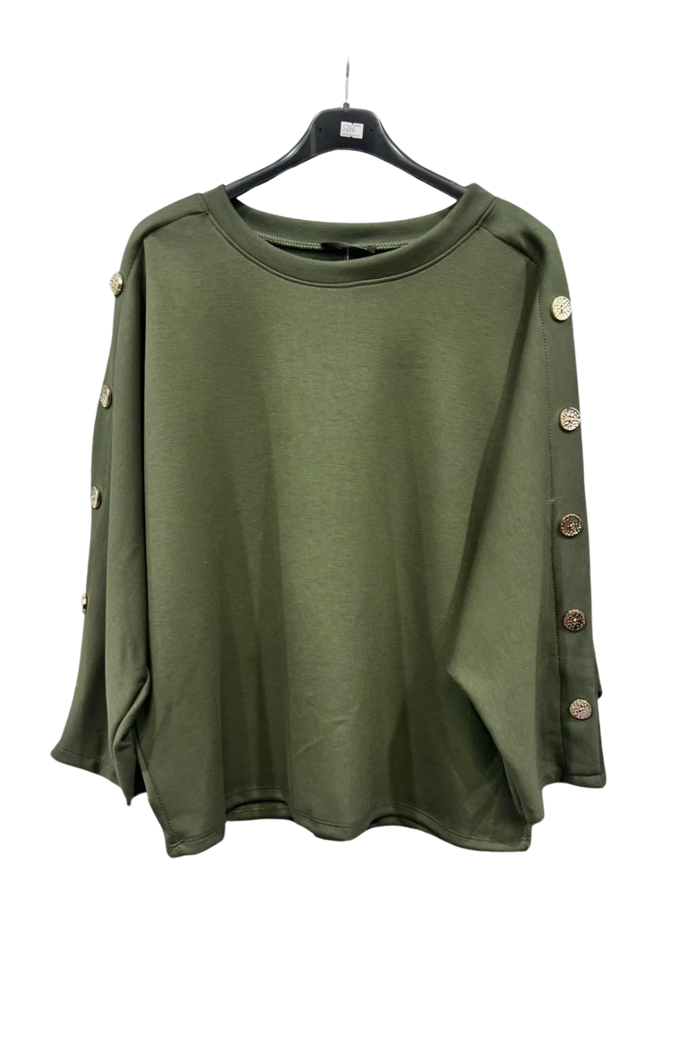 Italian Batwing Top with Side Gold Button Sleeve Detail Top