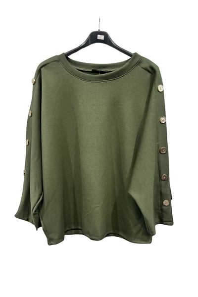 Italian Batwing Top with Side Gold Button Sleeve Detail Top