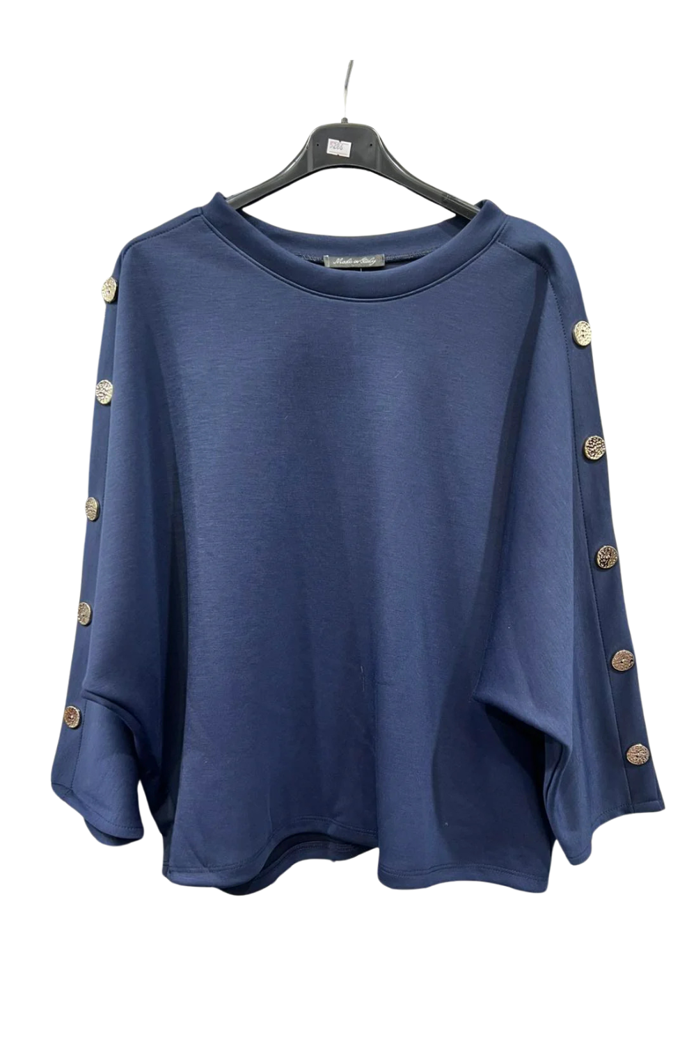 Italian Batwing Top with Side Gold Button Sleeve Detail Top