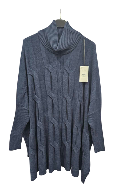 Italian Ladies Cowl Neck Cable Knit Jumper Top – One Size UK 10-20 | Winter Knitwear