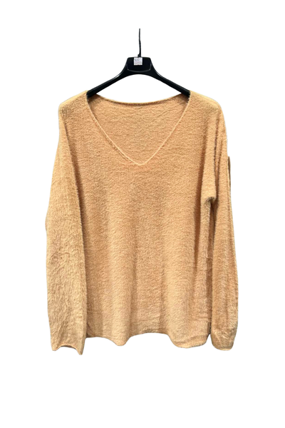 Italian Soft Fluffy V Neck Jumper – One Size Fits UK 8–14 | Missbold Wholesale