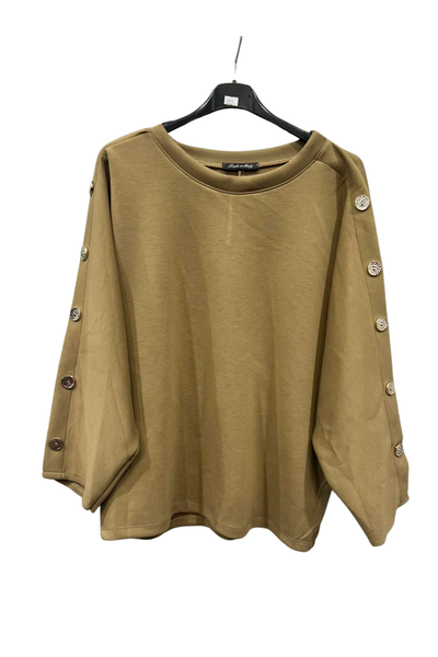 Italian Batwing Top with Side Gold Button Sleeve Detail Top