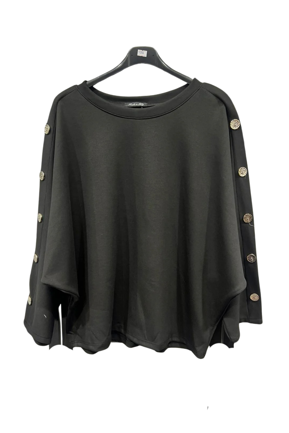 Italian Batwing Top with Side Gold Button Sleeve Detail Top