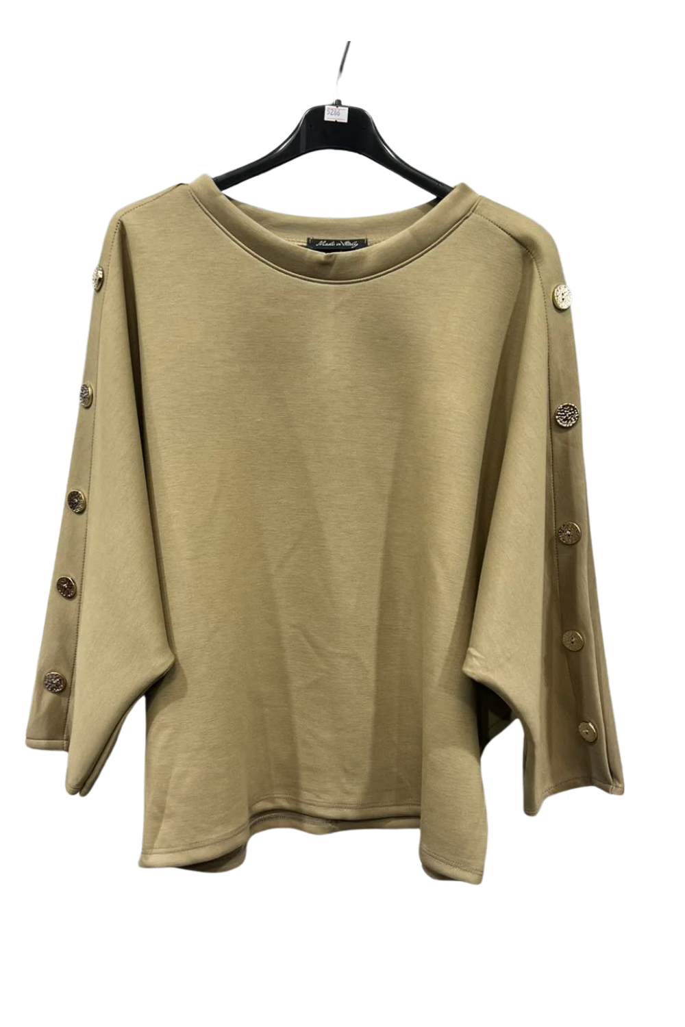 Italian Batwing Top with Side Gold Button Sleeve Detail Top