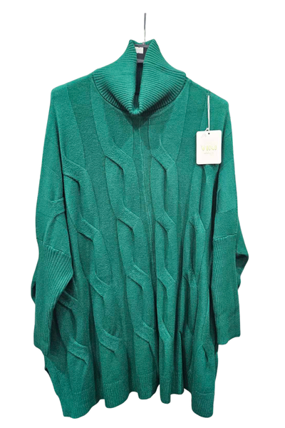 Italian Ladies Cowl Neck Cable Knit Jumper Top – One Size UK 10-20 | Winter Knitwear