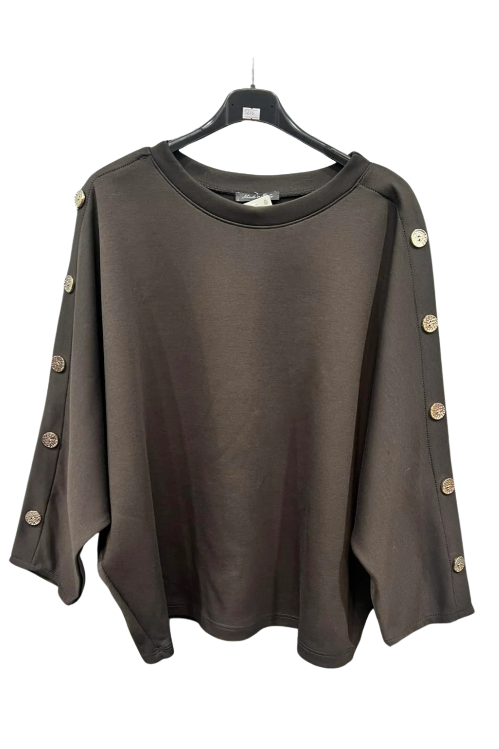 Italian Batwing Top with Side Gold Button Sleeve Detail Top