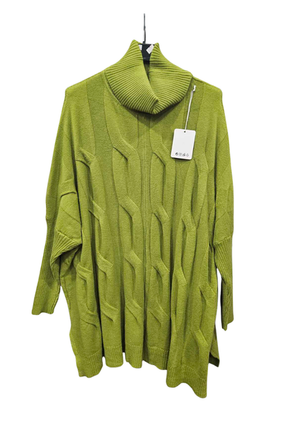 Italian Ladies Cowl Neck Cable Knit Jumper Top – One Size UK 10-20 | Winter Knitwear