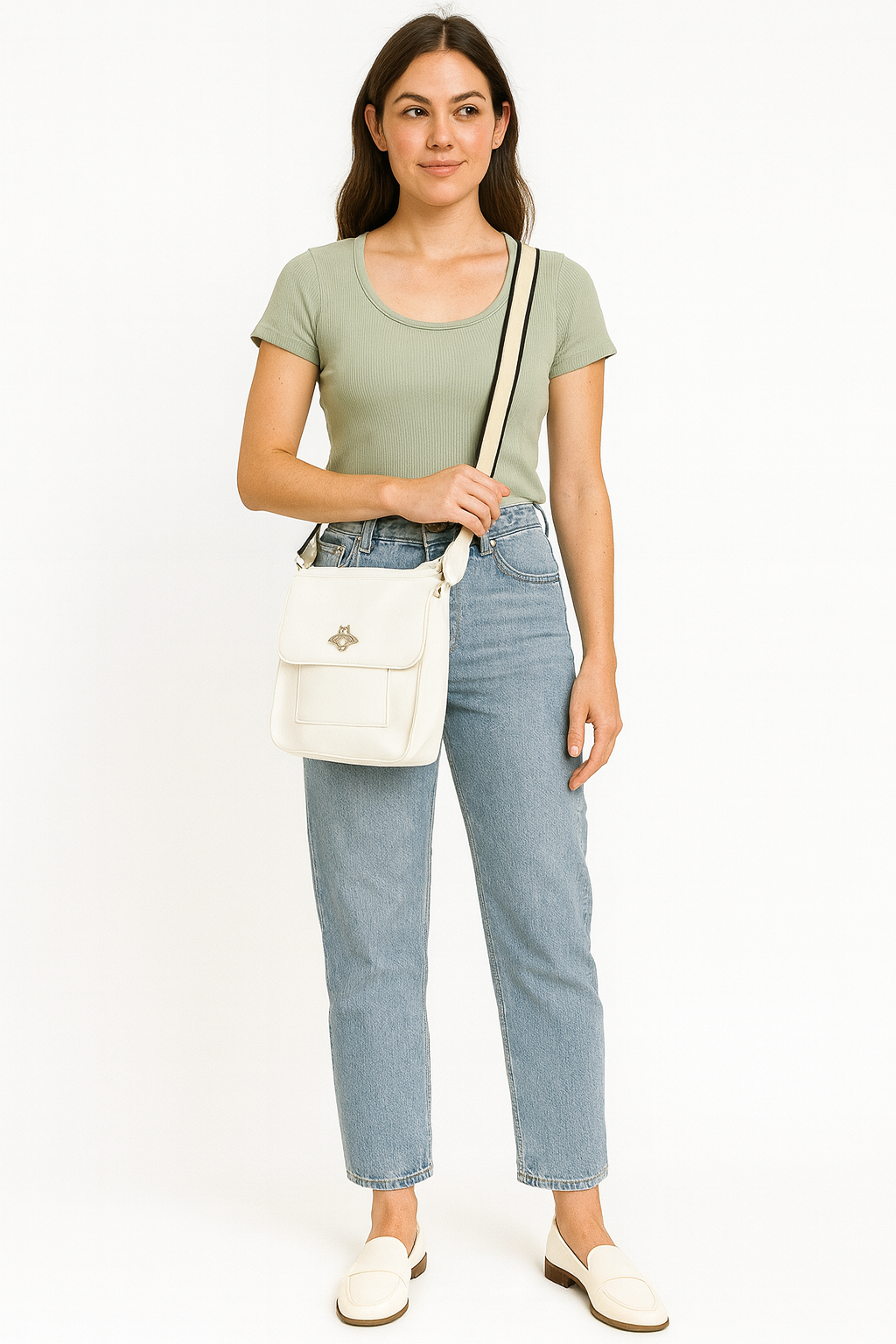 Women Crossbody Shoulder Handbag with Front Flap and Adjustable Strap