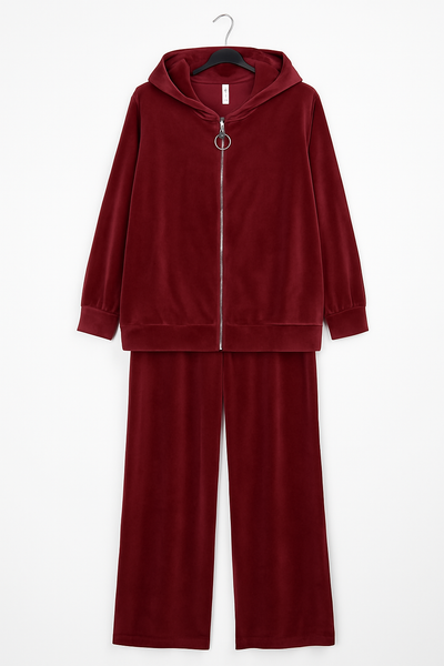 Italian Velour Hooded Loungewear Co Ord Set