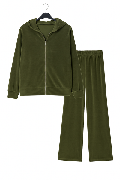 Italian Velour Hooded Loungewear Co Ord Set