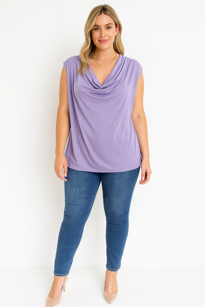 Cowl Neck Sleeveless Basic Vest Top
