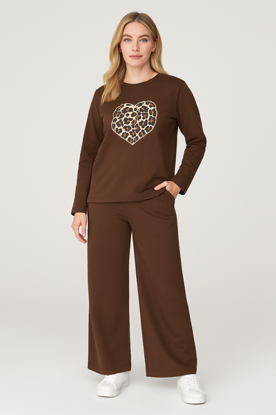 Italian Leopard Animal Print Relaxed Fit Co Ord Set