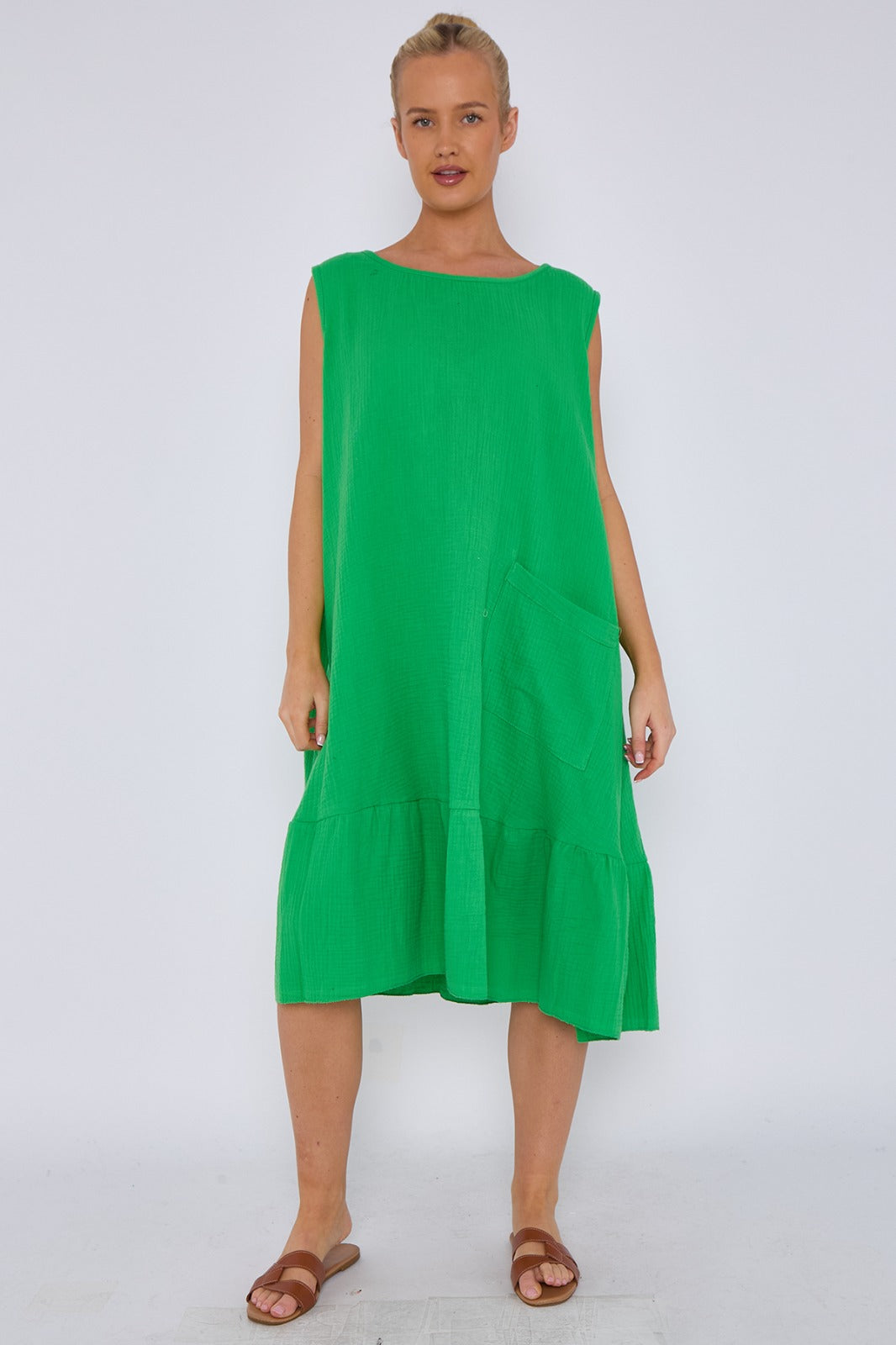 knee length dresses for ladies Black Cheesecloth Ruffle V-Neck Midi Dress – Ro&Zo main image 1