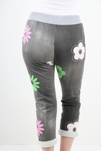 Italian Ditsy Floral Printed Cotton Trousers
