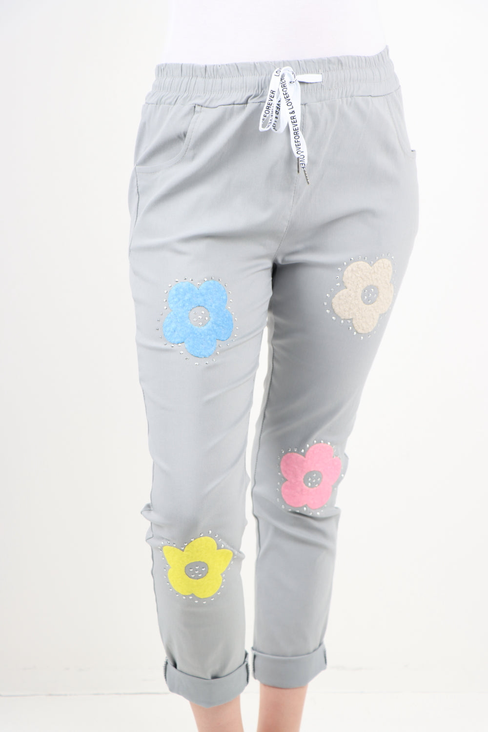 Italian Stud Detail Ditsy Floral Print Magic Trousers