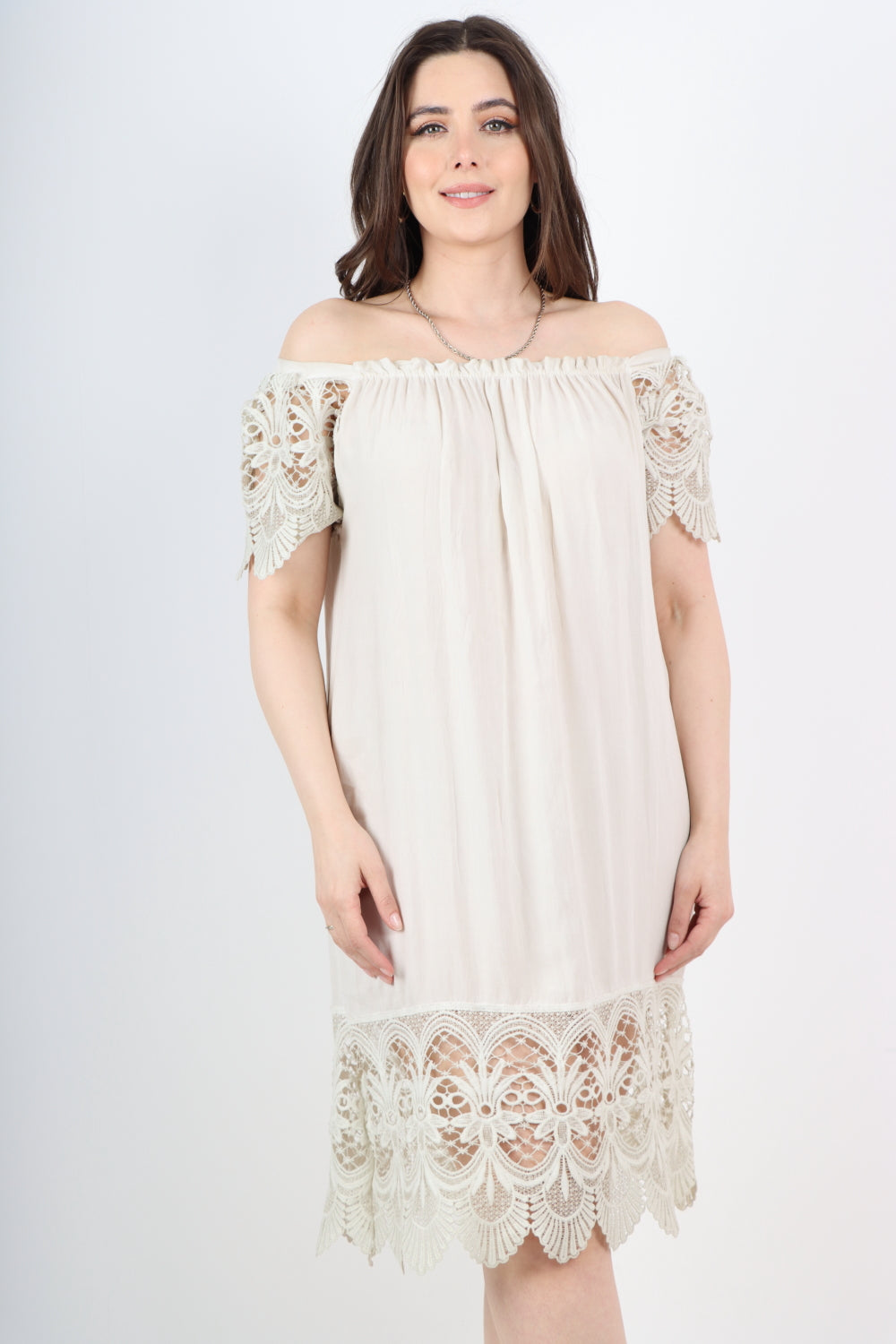 Italian Womens Bardot Lace Dress UK | Off Shoulder