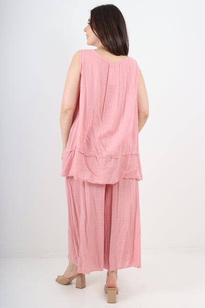 Italian Cotton Sleeveless Vest Top & Palazzo Co-Ord Set