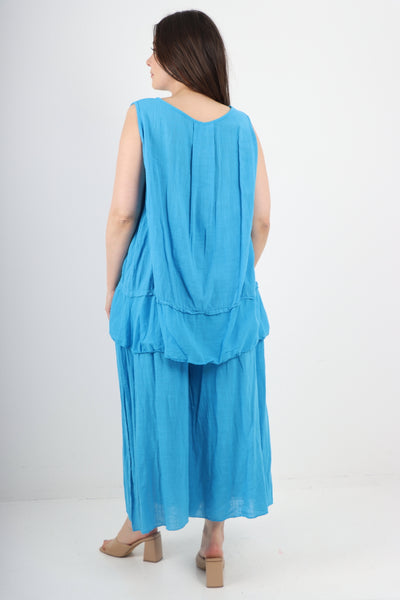Italian Cotton Sleeveless Vest Top & Palazzo Co-Ord Set