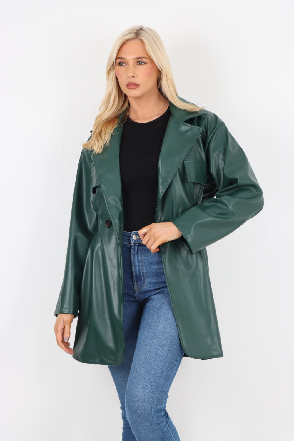 Italian PU Faux Leather Jacket Coat