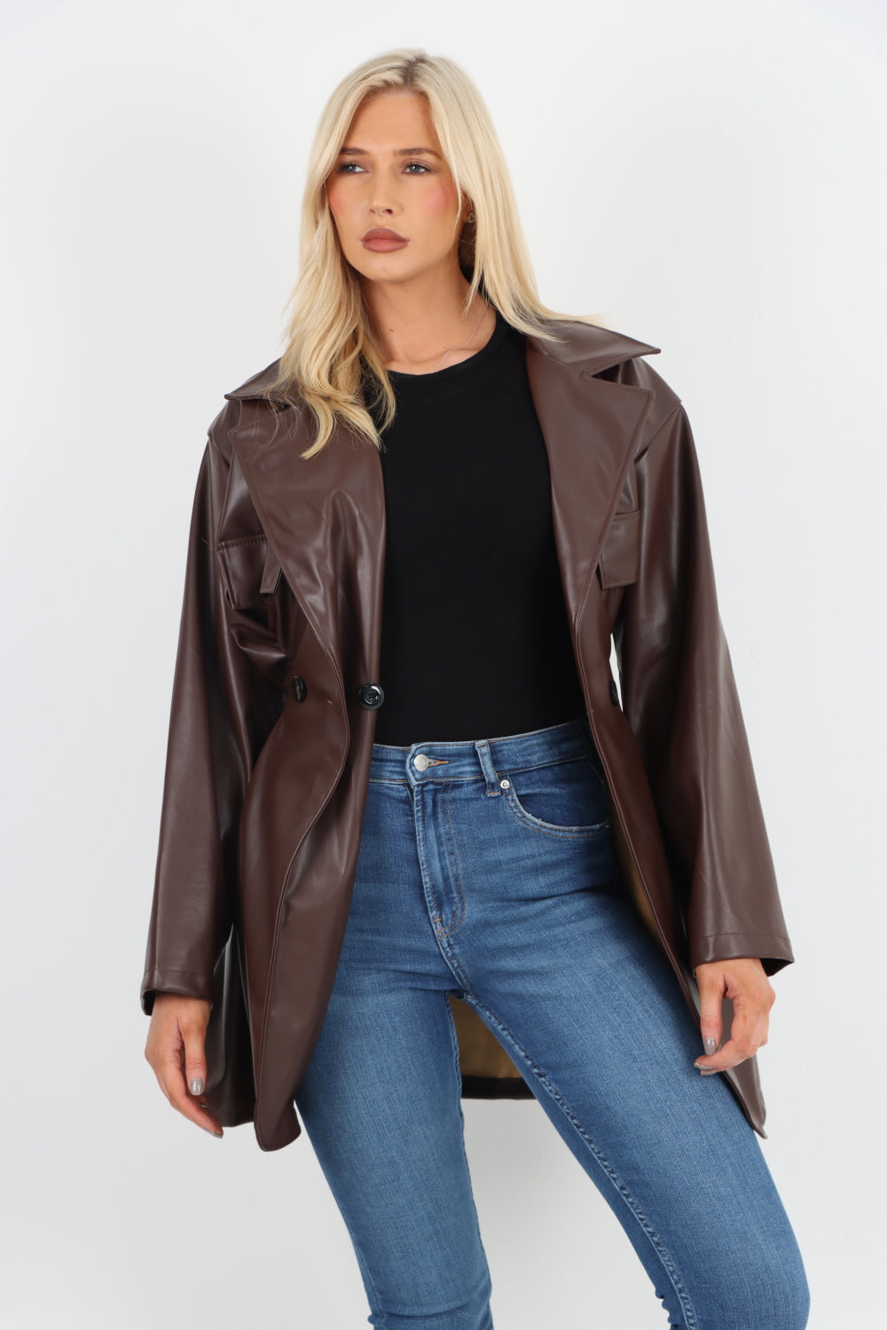 Italian PU Faux Leather Jacket Coat