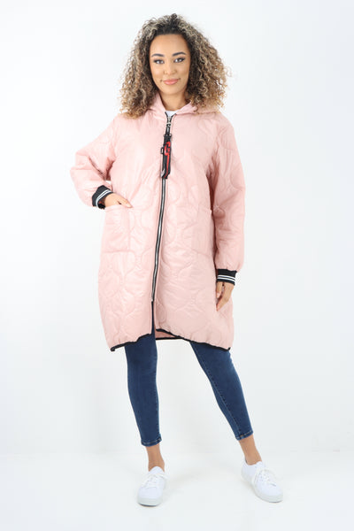 Italian Quilted Padded Zip Fastening Hooded Oversized Puffer Jacket