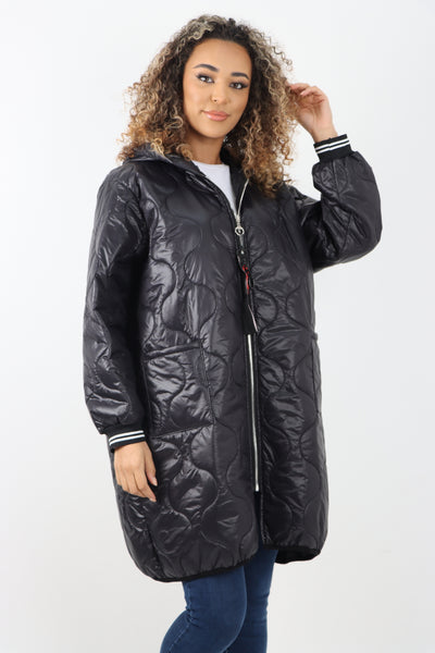 Italian Quilted Padded Zip Fastening Hooded Oversized Puffer Jacket