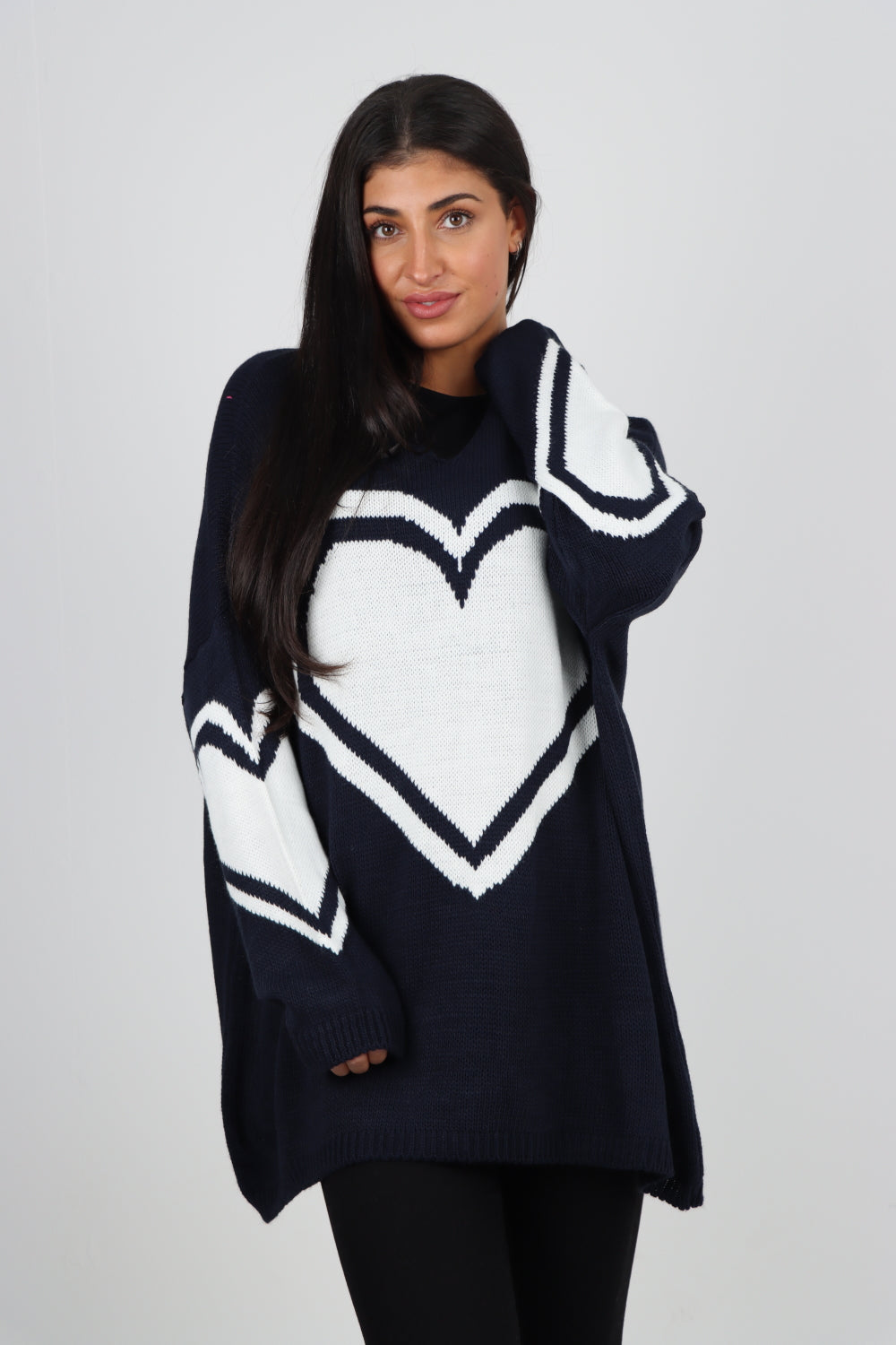 Oversized Heart Print Knitted Jumper Top
