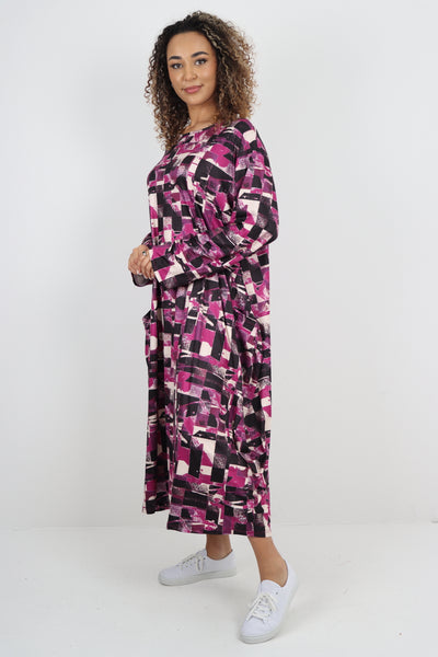 Italian Oversized Abstract Print Cocoon Maxi dress