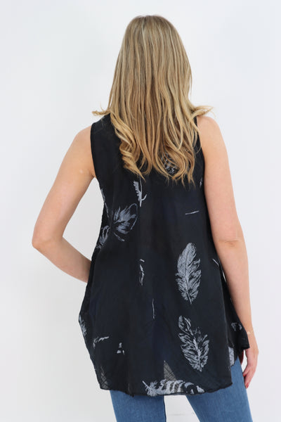 Italian Printed Sleeveless Cotton Vest Top