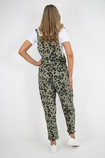 Made In Italy Leopard Print Cotton Lagenlook Dungaree