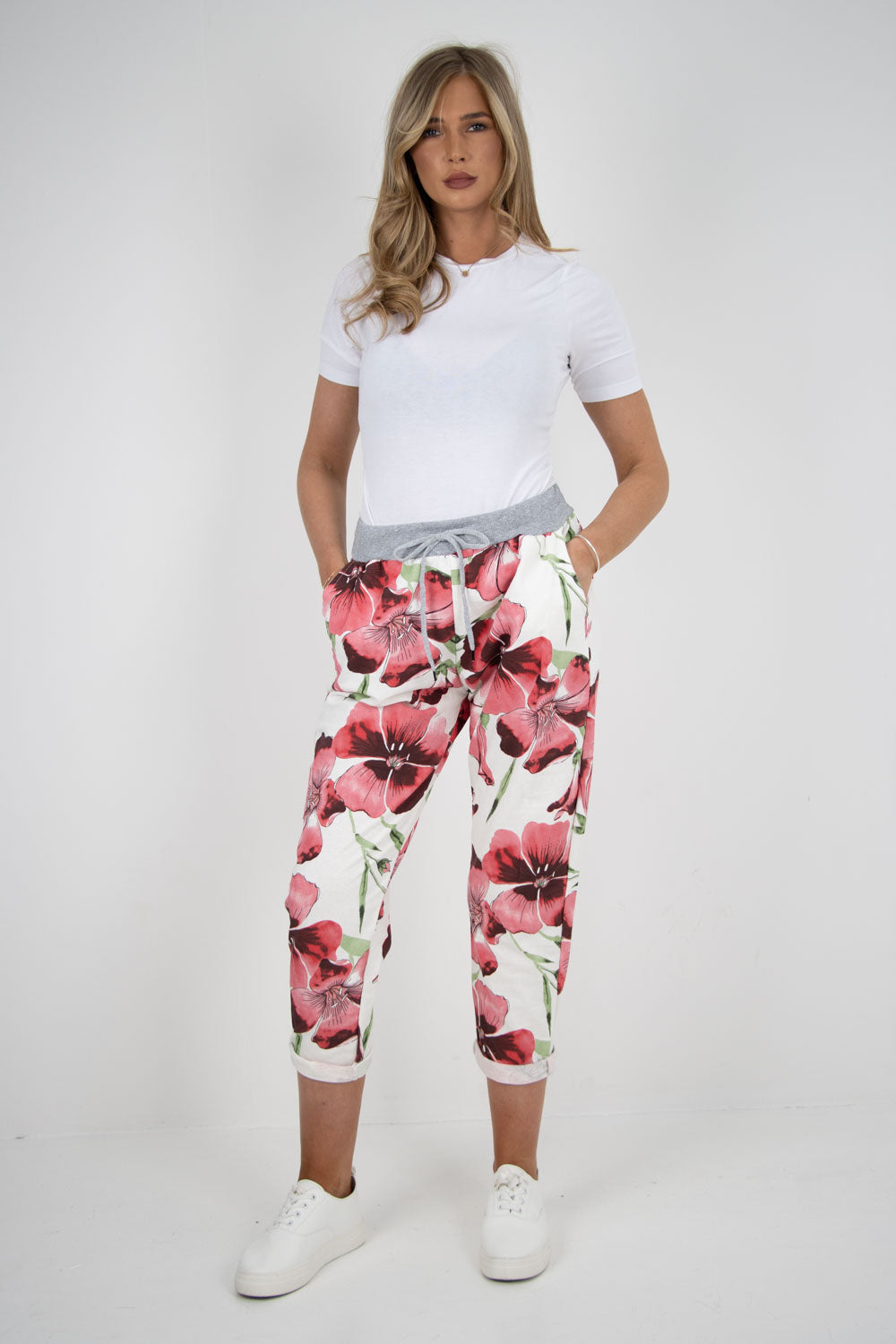 Italian Floral Printed Cotton Ladies Trouser