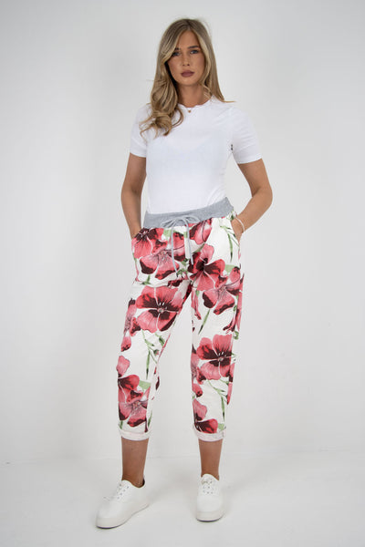 Italian Floral Printed Cotton Ladies Trouser