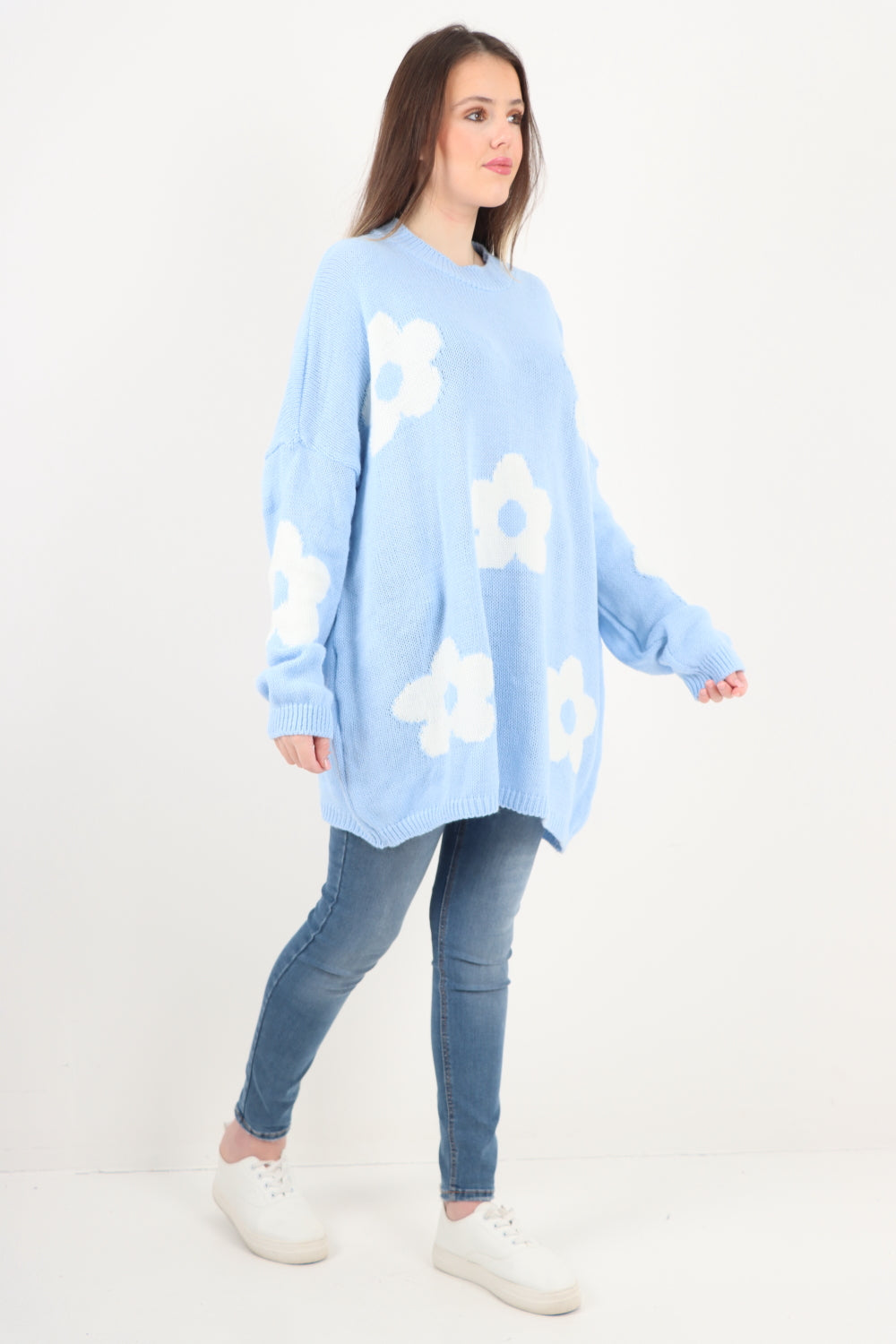 Italian Oversized Ditsy Floral Knitted Jumper Top