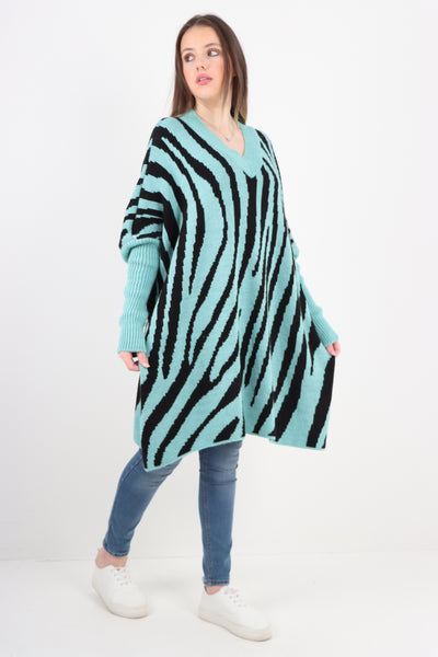 Oversized Zebra Print Jumper Top
