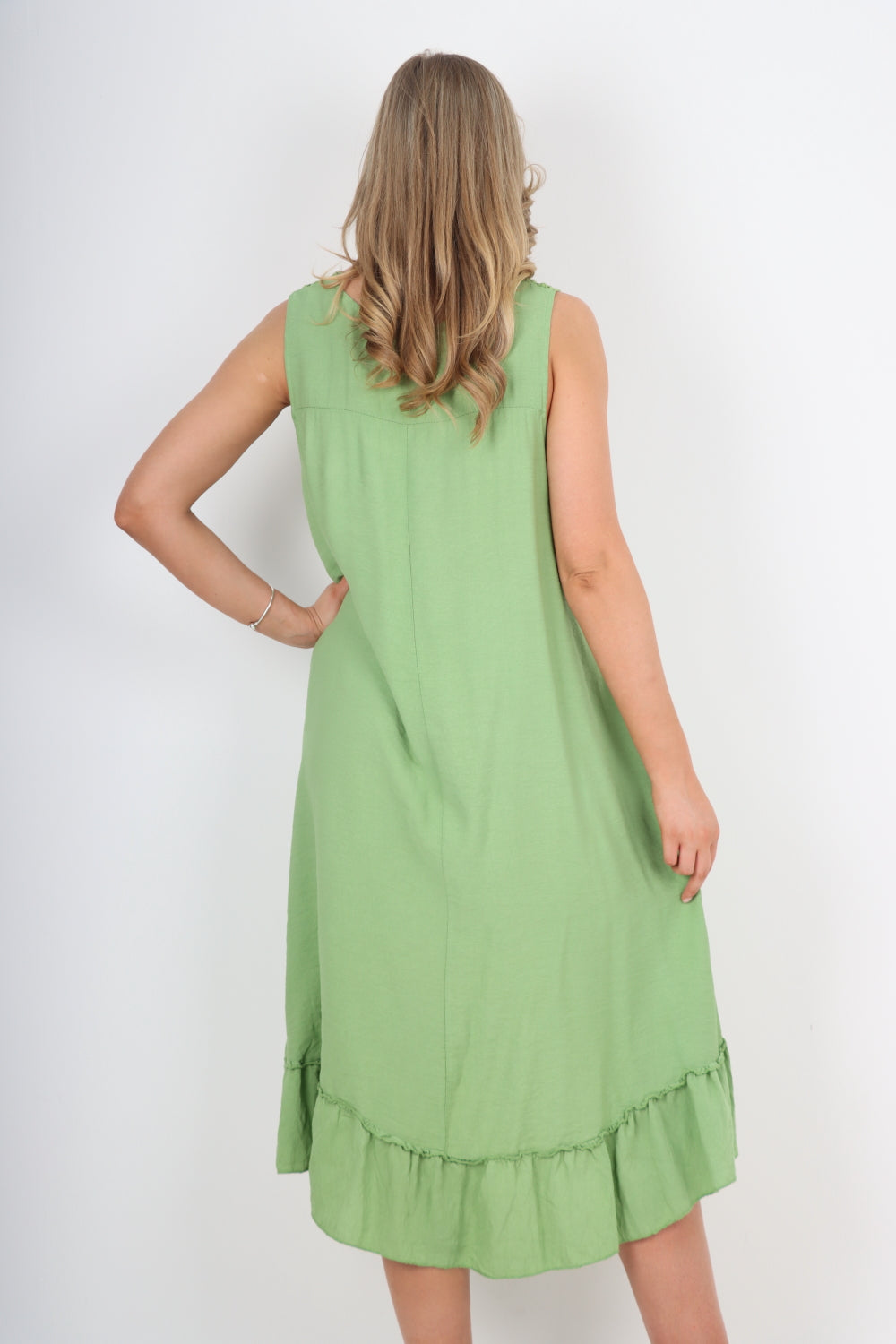 Italian Lagenlook Lace Sleeveless Vest Midi Dress