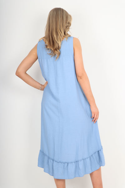 Italian Lagenlook Lace Sleeveless Vest Midi Dress