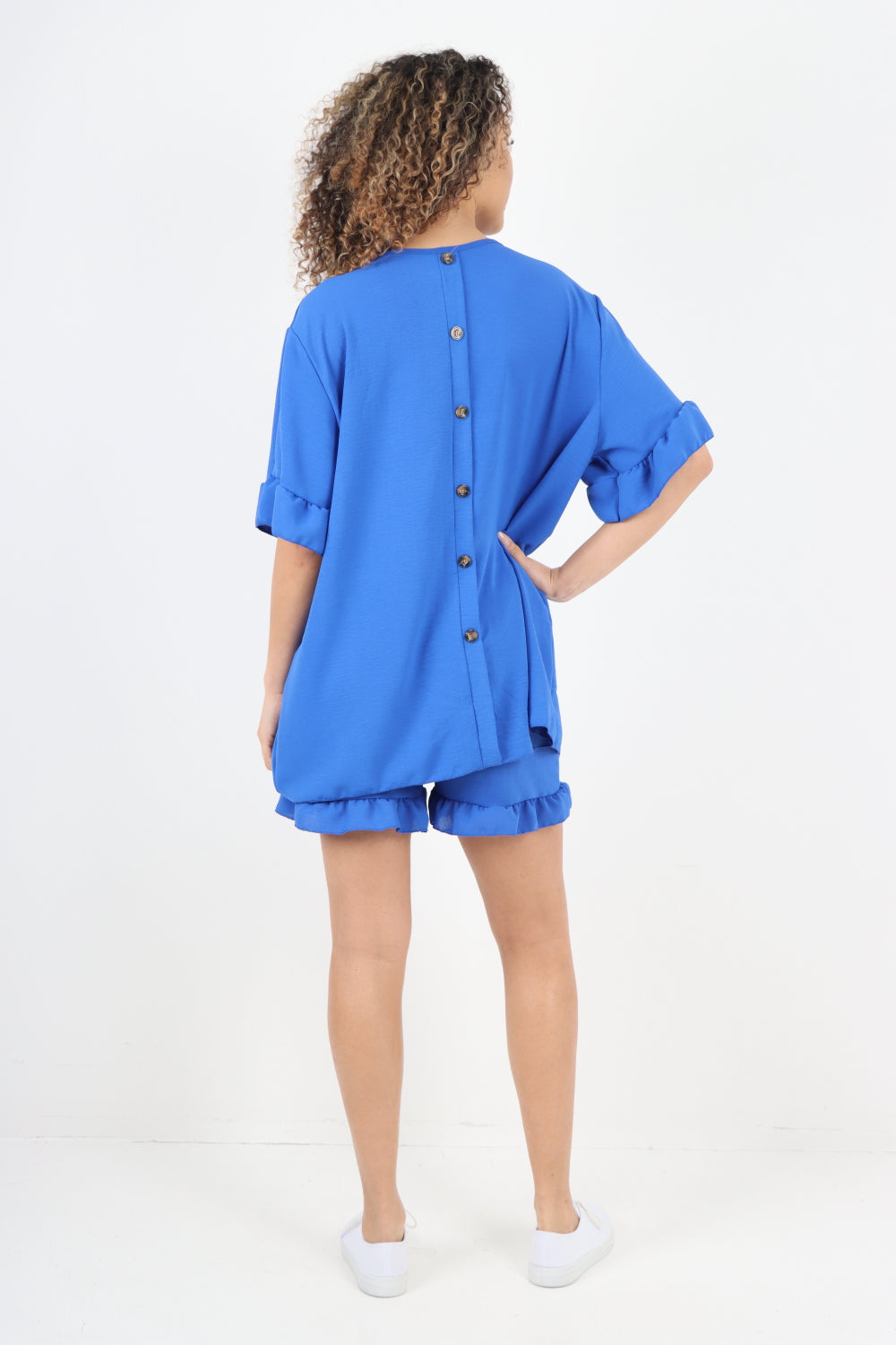 Italian Back Button Detailed Top & Shorts Co-Ord Set