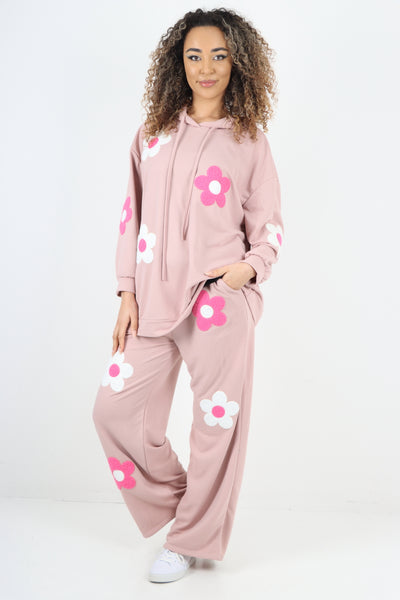 Italian Ditsy Floral Print Hooded Co-Ord Set