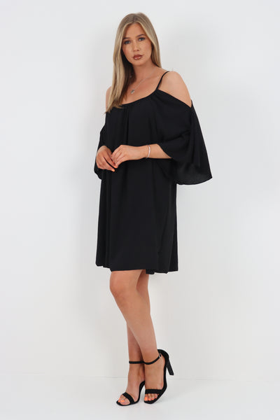 Italian Cold Shoulder Strap Mini Dress