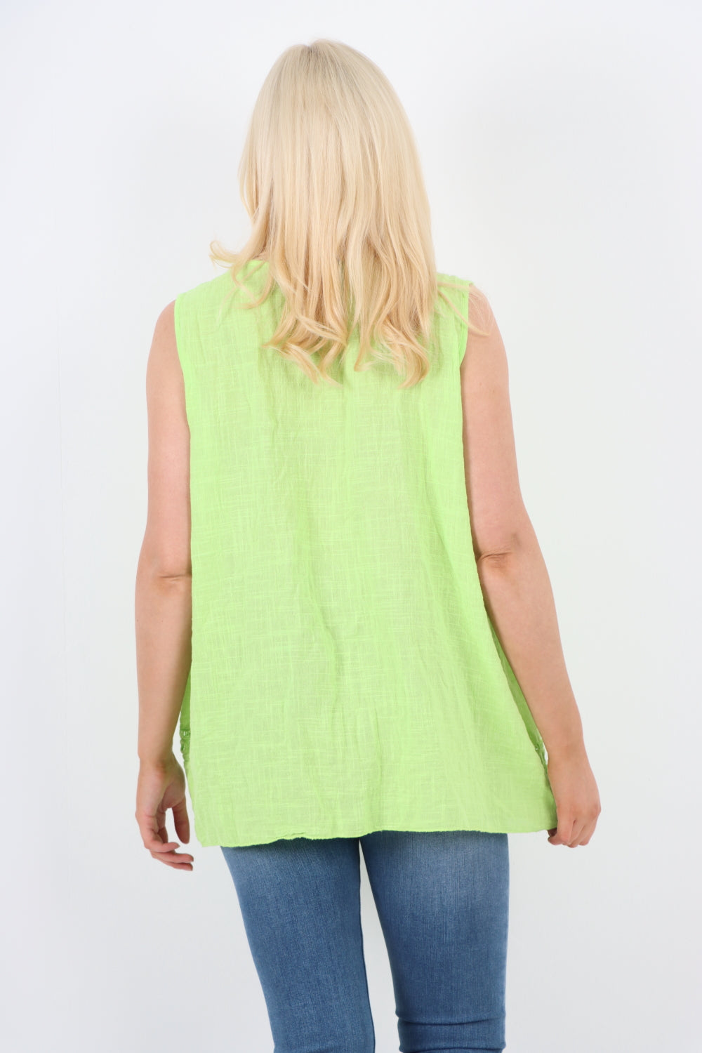 Italian Crochet Bottom Button Detail Cotton Vest Top