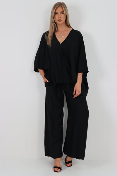 Italian Wrap Over Top and Trouser Co Ord Set
