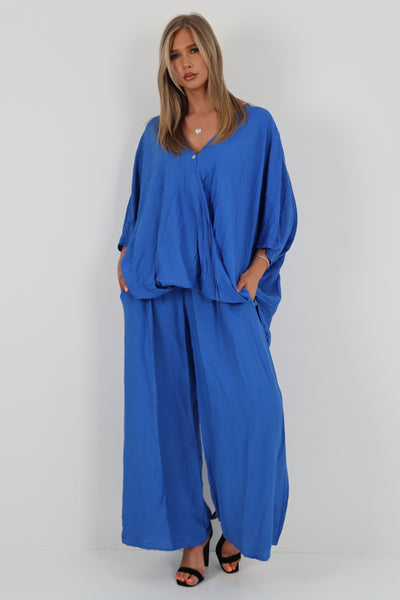 Italian Wrap Over Top and Trouser Co Ord Set