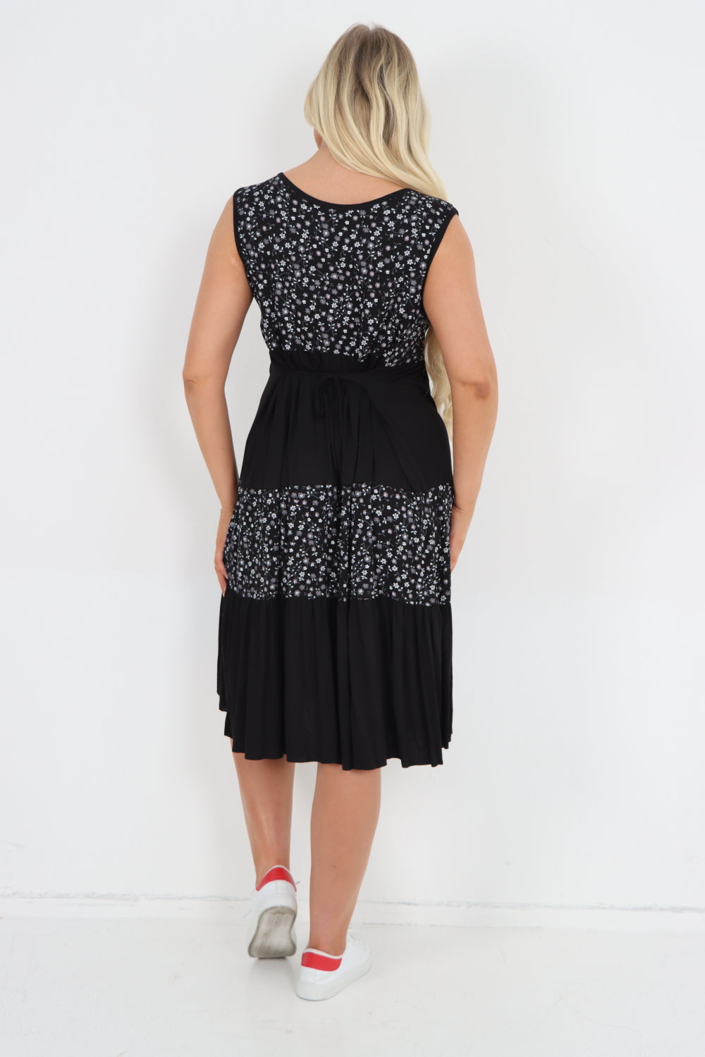 Ditsy Floral Panel Vest Midi Dress