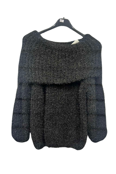 Italian Bardot Long Sleeve Jumper blk