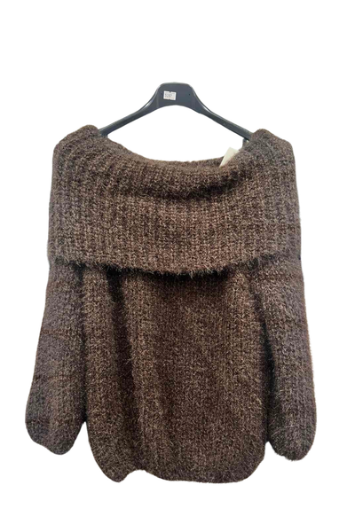 Italian Bardot Long Sleeve Jumper brwn